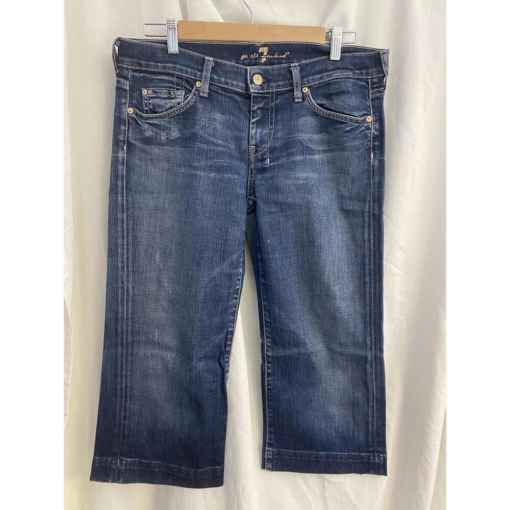 Seven For All Mankind Dojo crop Jeans Size 30 Low Rise Wide Leg Medium Wash -010